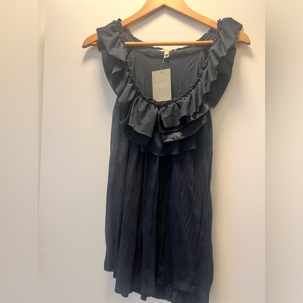 RARE NWT Anthropologie INSOUCIANT TANK by Bordeaux Los Angeles, Black, Sz L